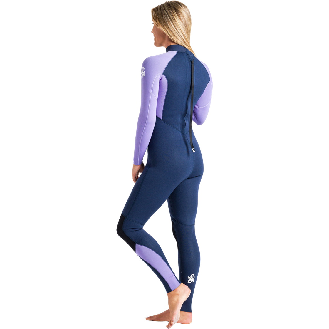 2026 C-Skins Da Donna Surflite 3/2mm Back Zip Muta C-SL32WBZ - Bluestone / Lilac / White